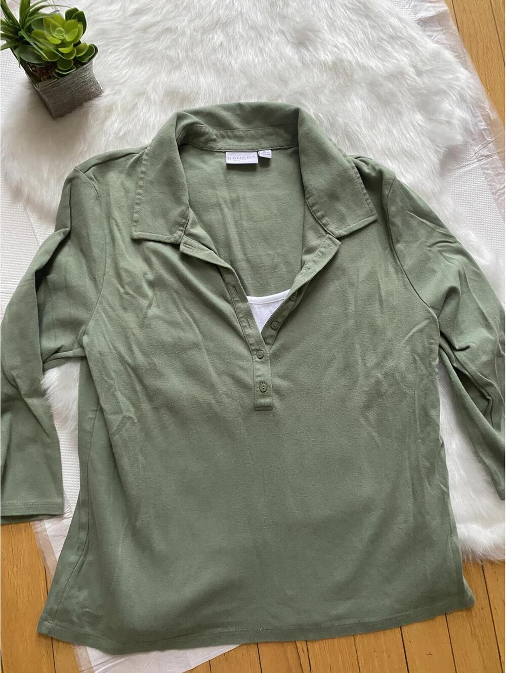 Sonoma Lifestyles Women's Olive Green Polo Shirt XL
